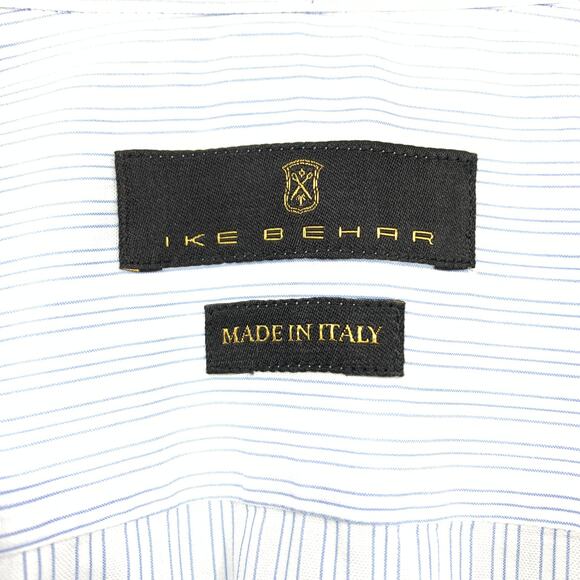 IKE BEHAR Men's Sz 18 34/35 Relaxed Button Down Shirt Long Sleeves Light Blue - Picture 5 of 7